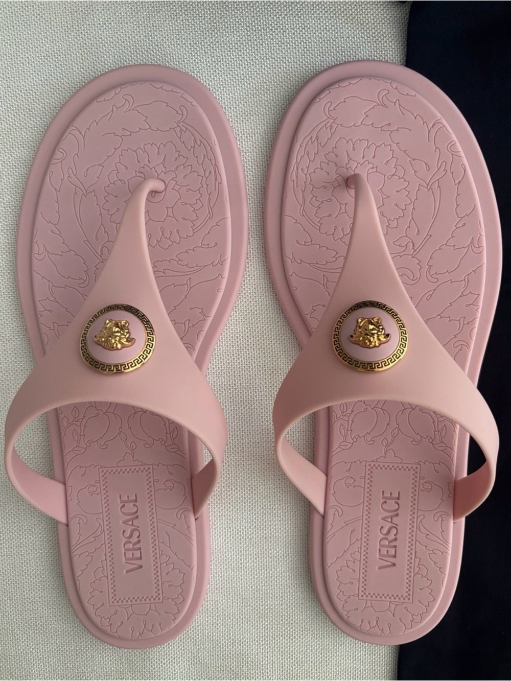Versace Alia Pink Rubber Medusa Flip Flops EU 41 US 11